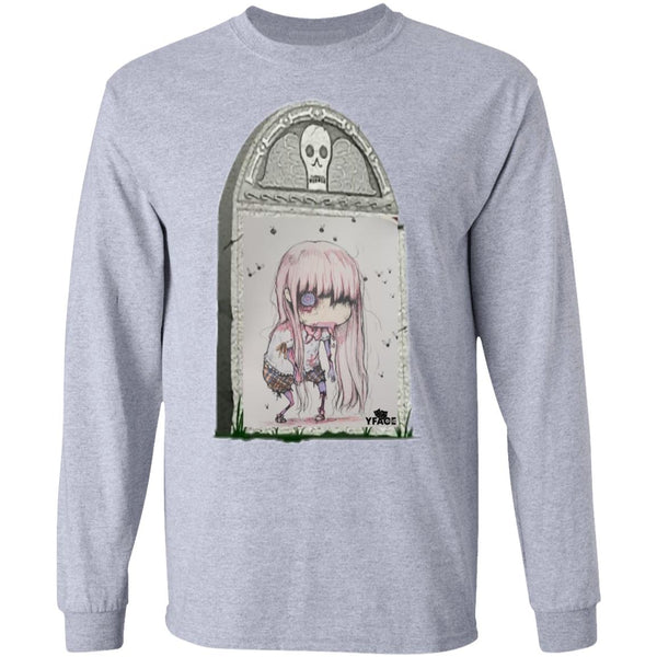 Zombie Girl Tombstone Art by Nick C. Long Sleeve Tee