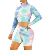 Zip Up Long Sleeved Top & Yoga Short Set