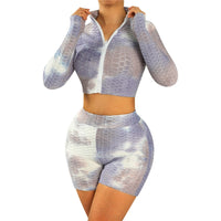 Zip Up Long Sleeved Top & Yoga Short Set